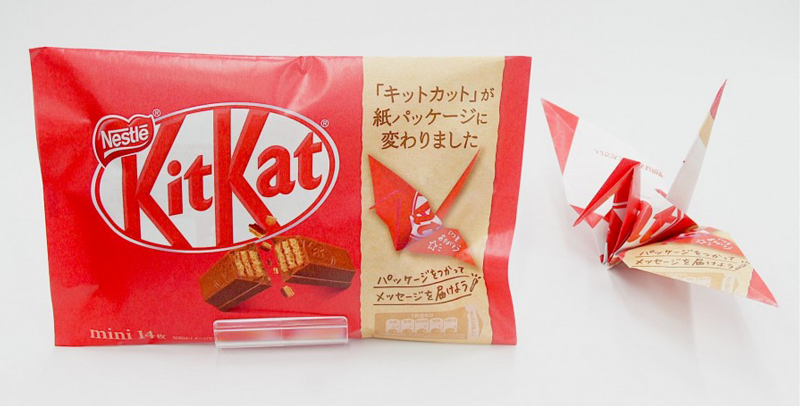Los envoltorios de Kit Kat en Japón son de papel biodegradable e incluyen instrucciones para crear Origamis